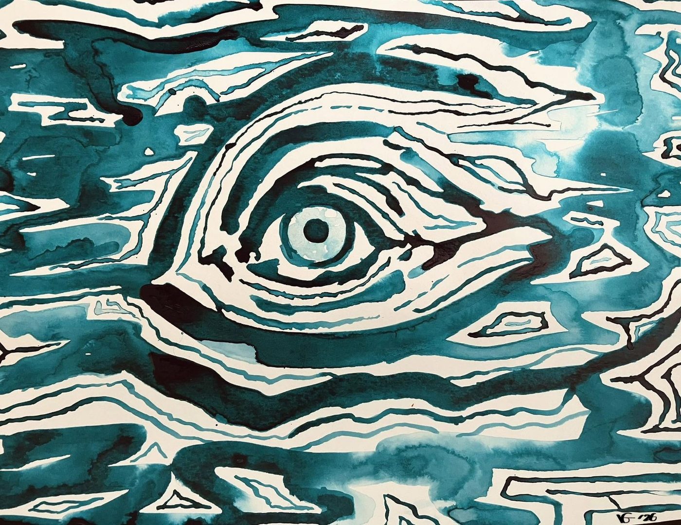 Le Gardien — encre et lavis sur papier, Virginie Guimond, 2026